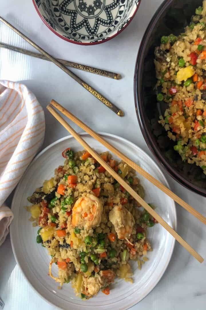 fried rice with chopsticks