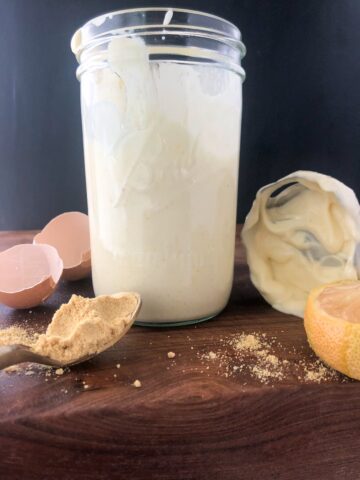 homemade mayo with lemon, eggs, and mustard