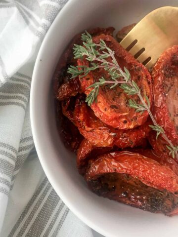 slow roasted tomatoes in a bowl