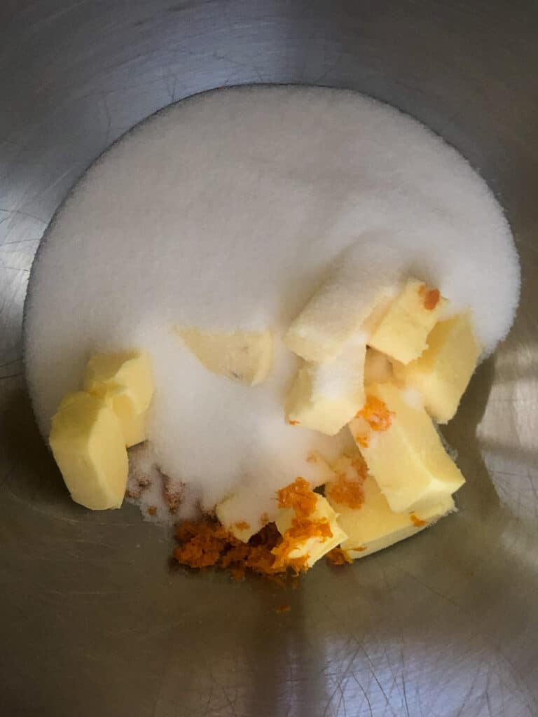 sugar, butter, and orange zest