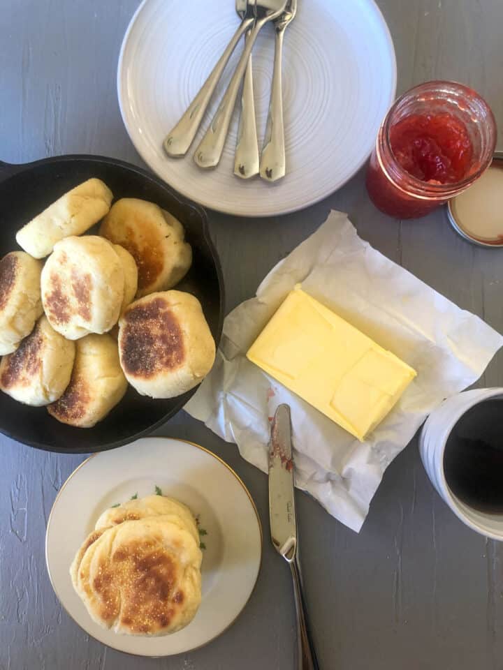 English muffins butter and jam
