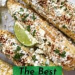 mexican street corn with lime wedges