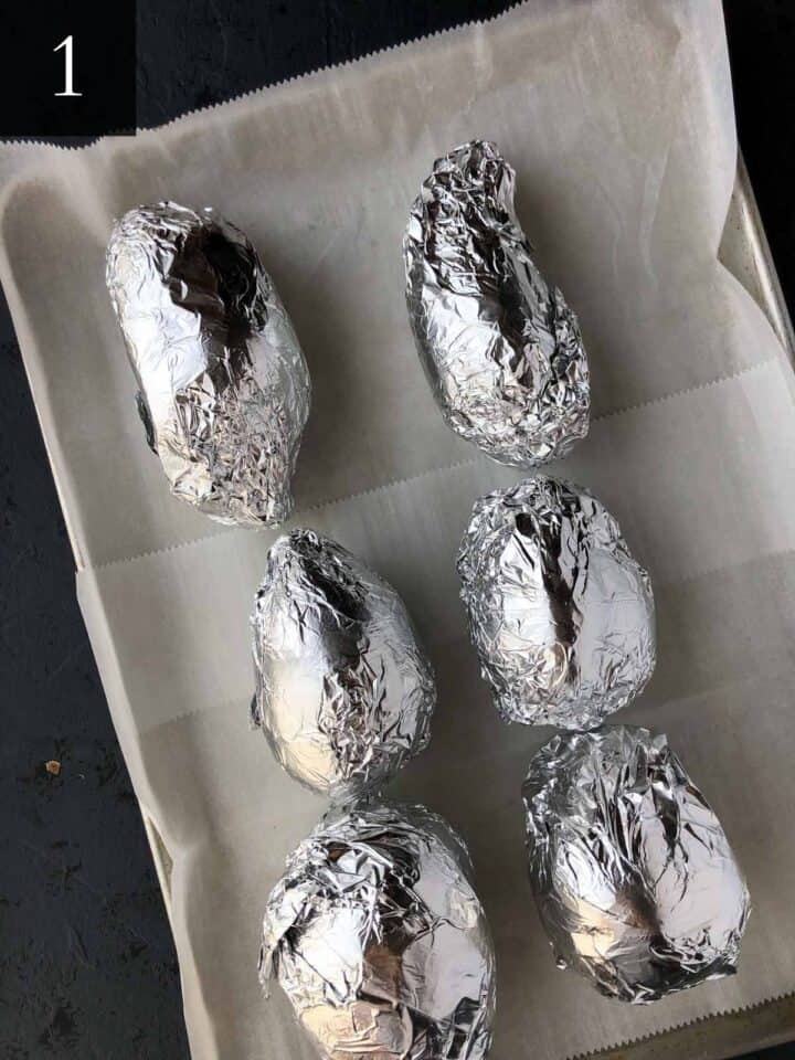 sweet potatoes wrapped in foil