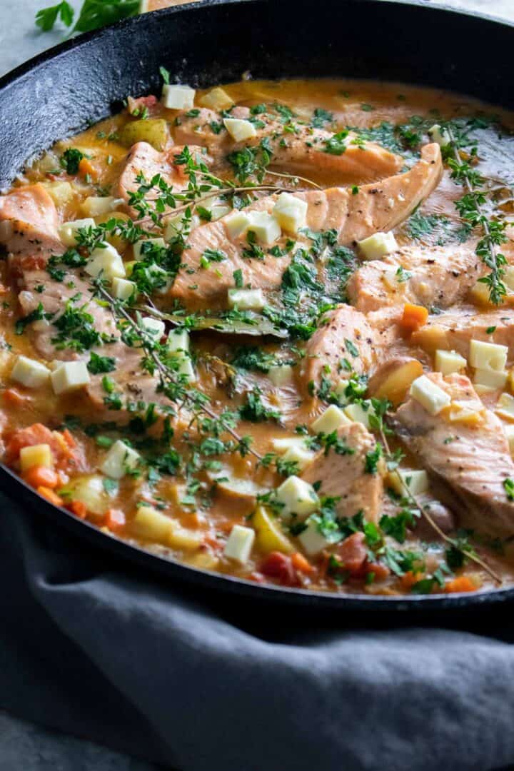 one pot salmon stew with fresh thyme