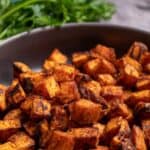 sweet potato cubes in a bowl