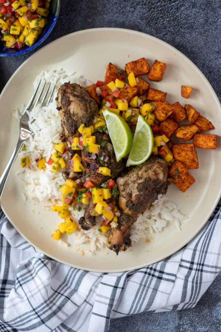 Jamaican Jerk Chicken on a dinner plate