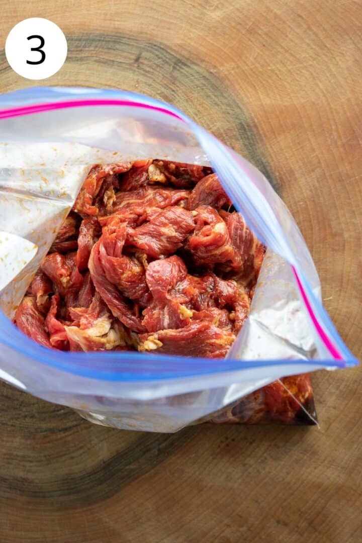 marinating beef jerky in a ziplock bag