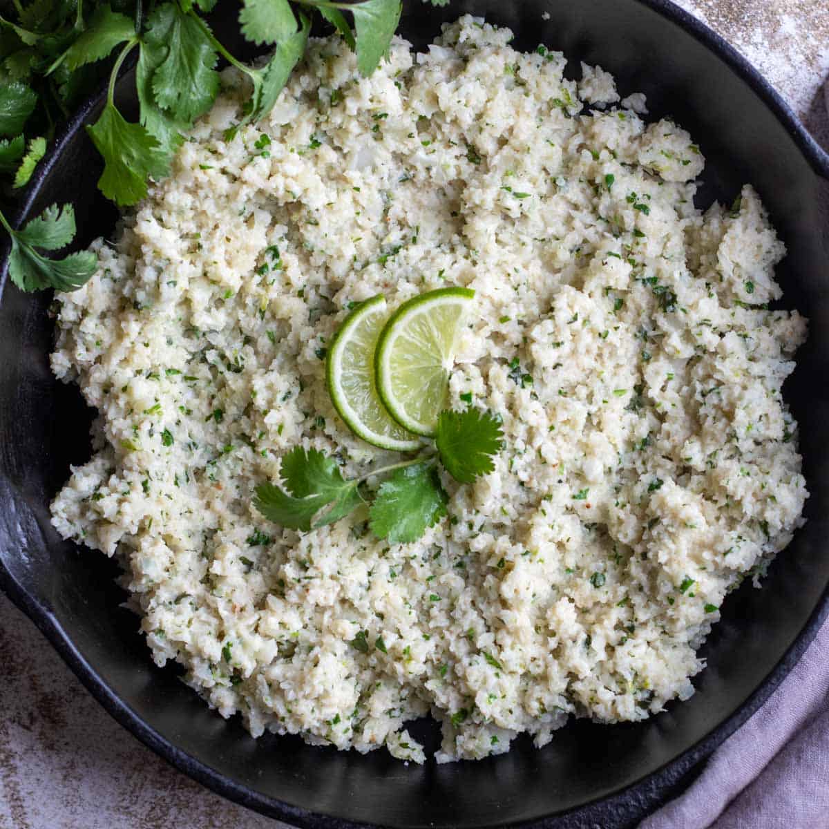 Cauliflower rice with lime and cilantro.