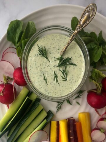 Ranch dressing with cut up veggies.