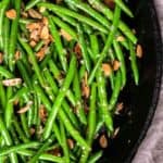Green Beans Almondine in pan.
