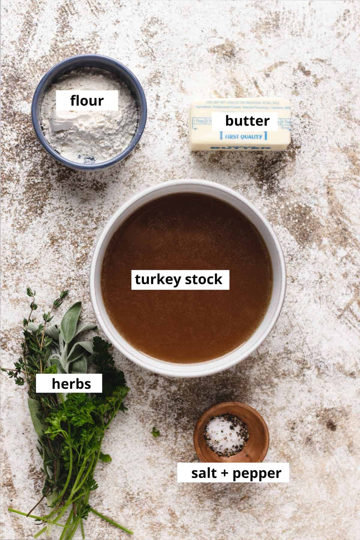 Turkey gravy ingredients.