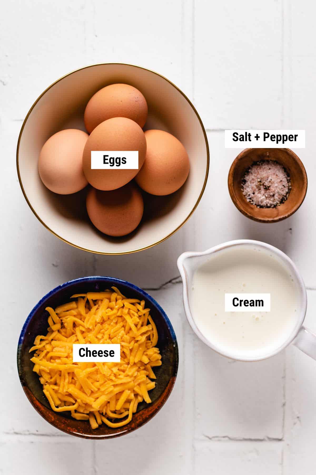 Air fryer omelette ingredients.