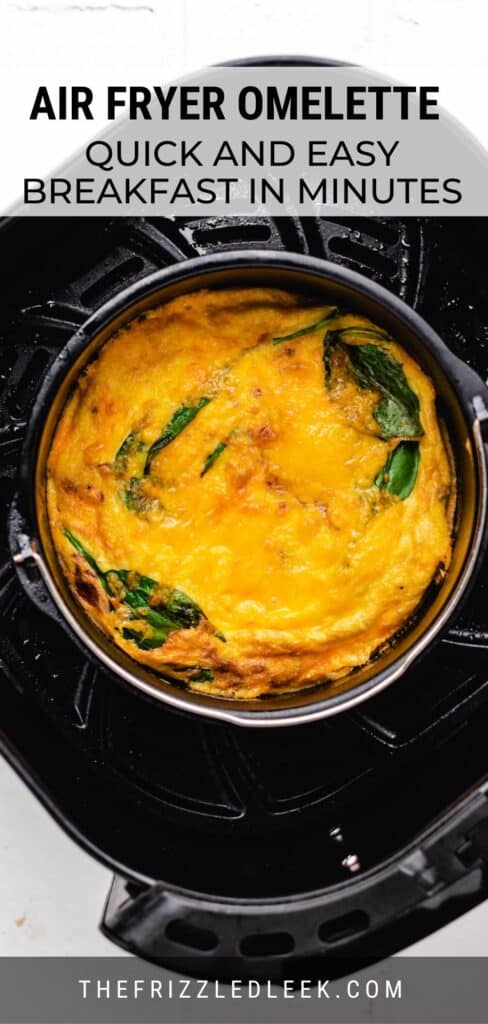 Cooked omelette in an air fryer.