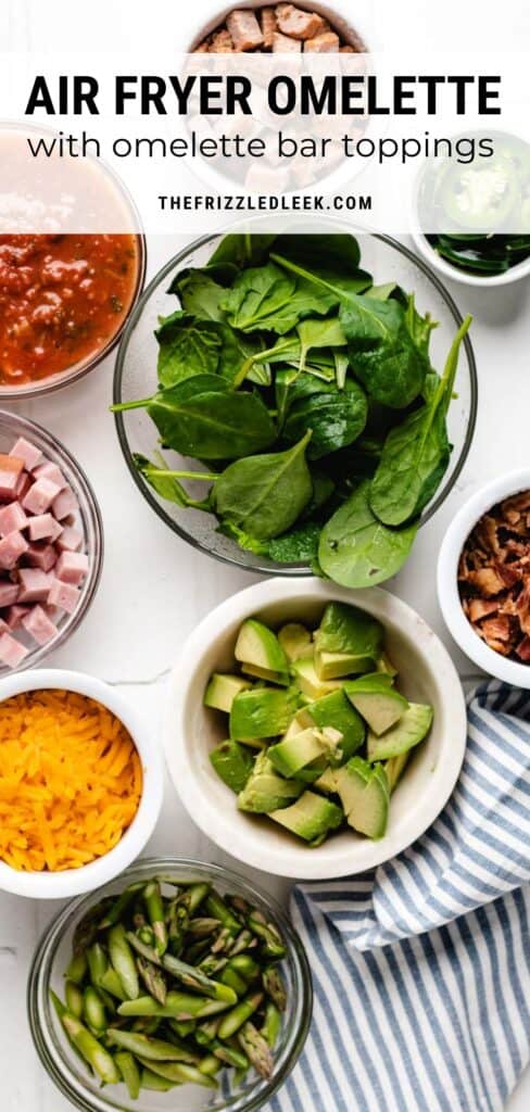 Toppings for an air fyer omelette.