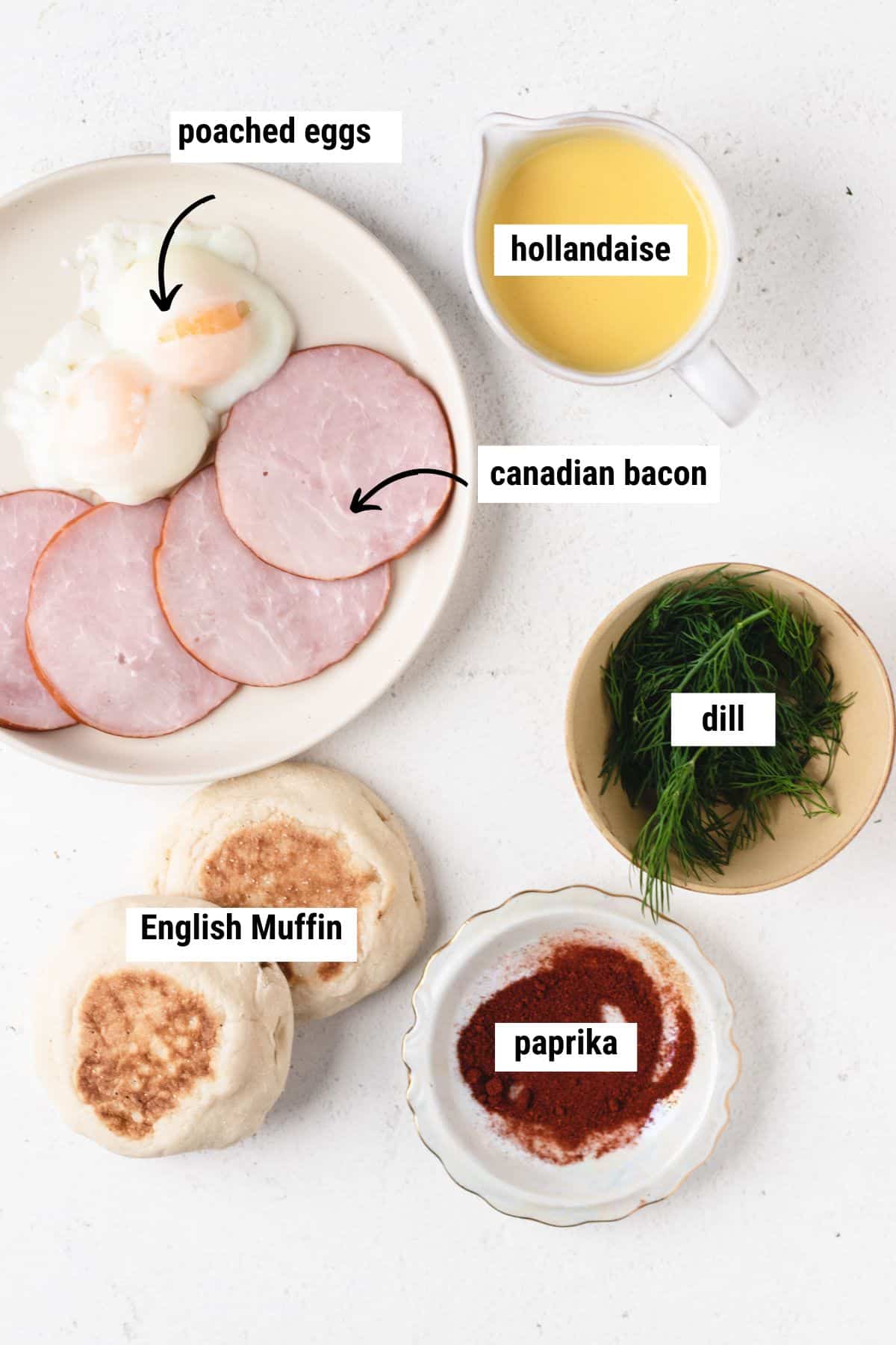 Sous vide eggs benedict photo of ingredients.