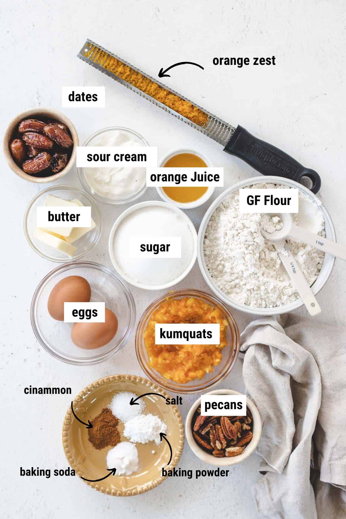 Photo of ingredients used in gluten-free- fruit loaf.