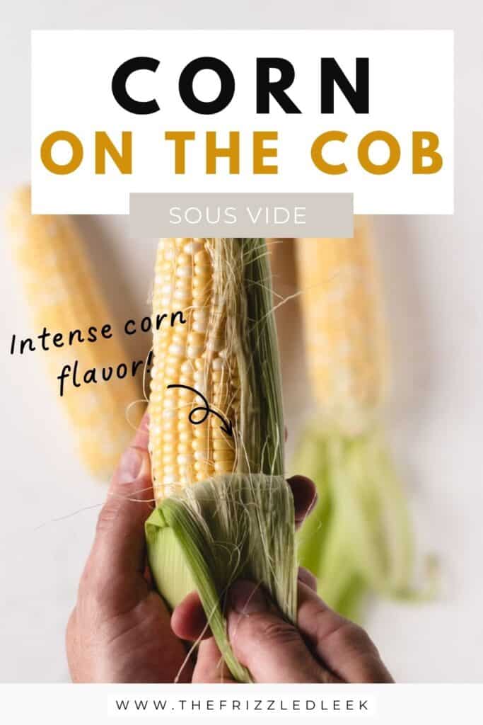 Pealing one ear of corn with my hands.