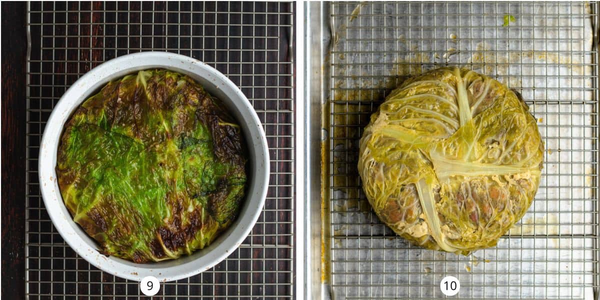 Cooked Chou Farci inside of the Souffle dish and then transfered to a cooling rack.