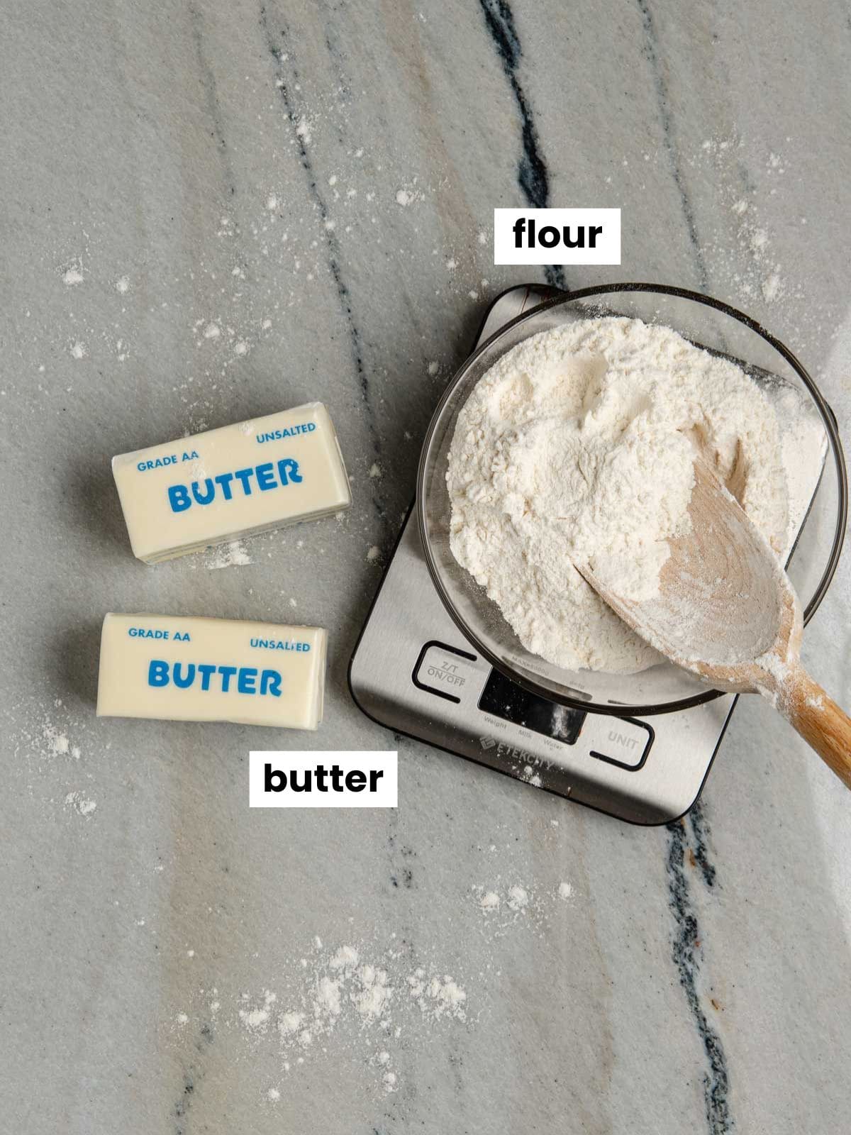 Ingredients used to make a roux is butter and flour.